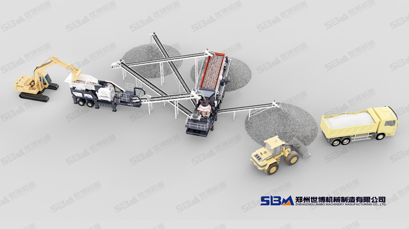 配置移動圓錐破碎機的石料廠生產(chǎn)線設計圖