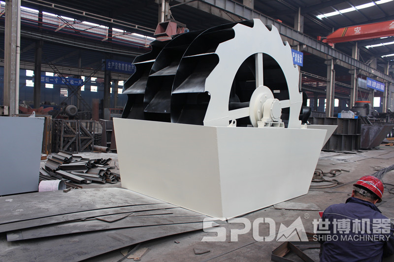 石子面洗沙設備，輪斗式洗砂機