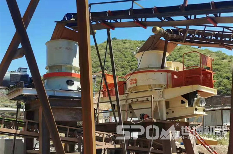 鵝卵石中細(xì)碎和制砂設(shè)備，圓錐破碎機(jī)和制砂機(jī)